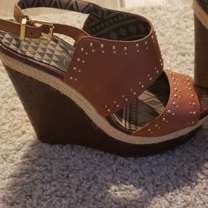 Leather Studded Jessica Simpson Wedges